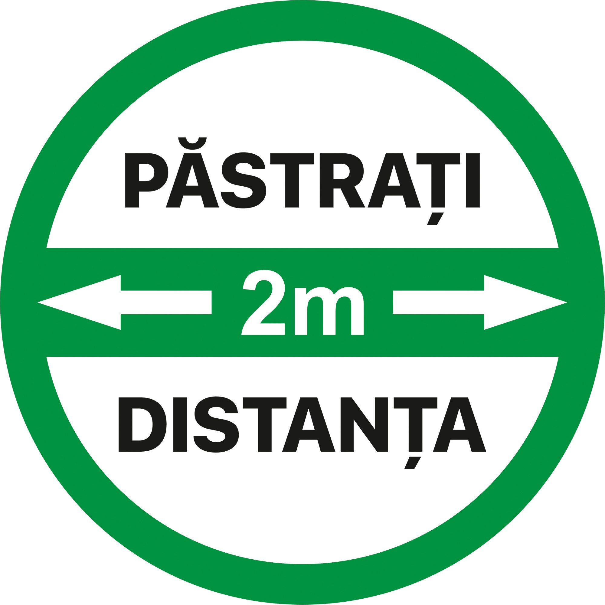 Autocolant distantare Covid-19, ADC2, cerc, verde, 20 x 20 cm