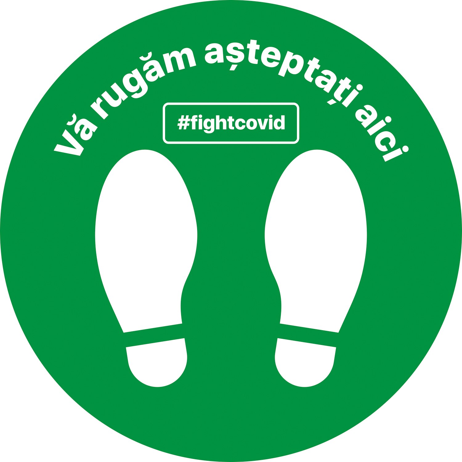 Autocolant distantare Covid-19, ADC1, cerc, verde, 20 x 20 cm