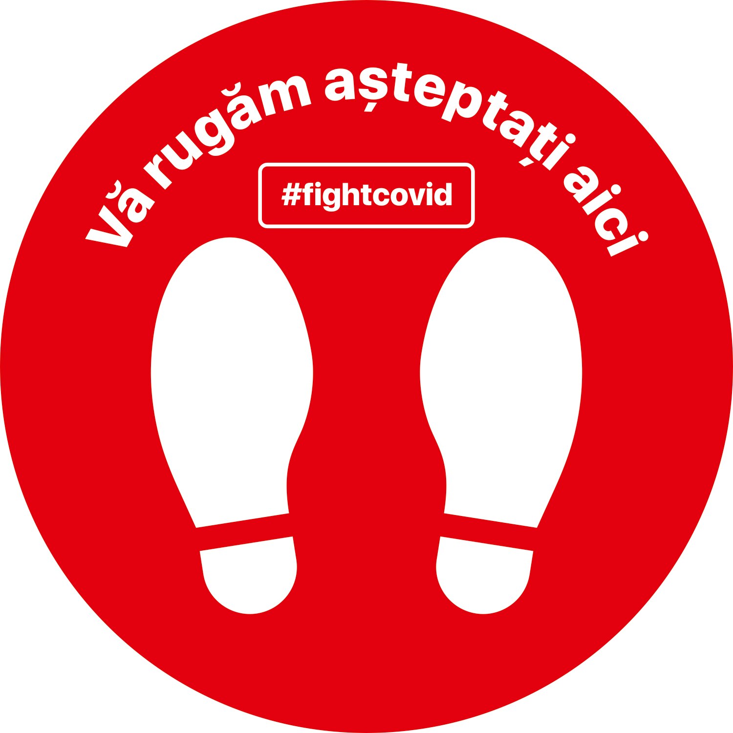 Autocolant distantare Covid-19, ADC1, cerc, rosu, 20 x 20 cm