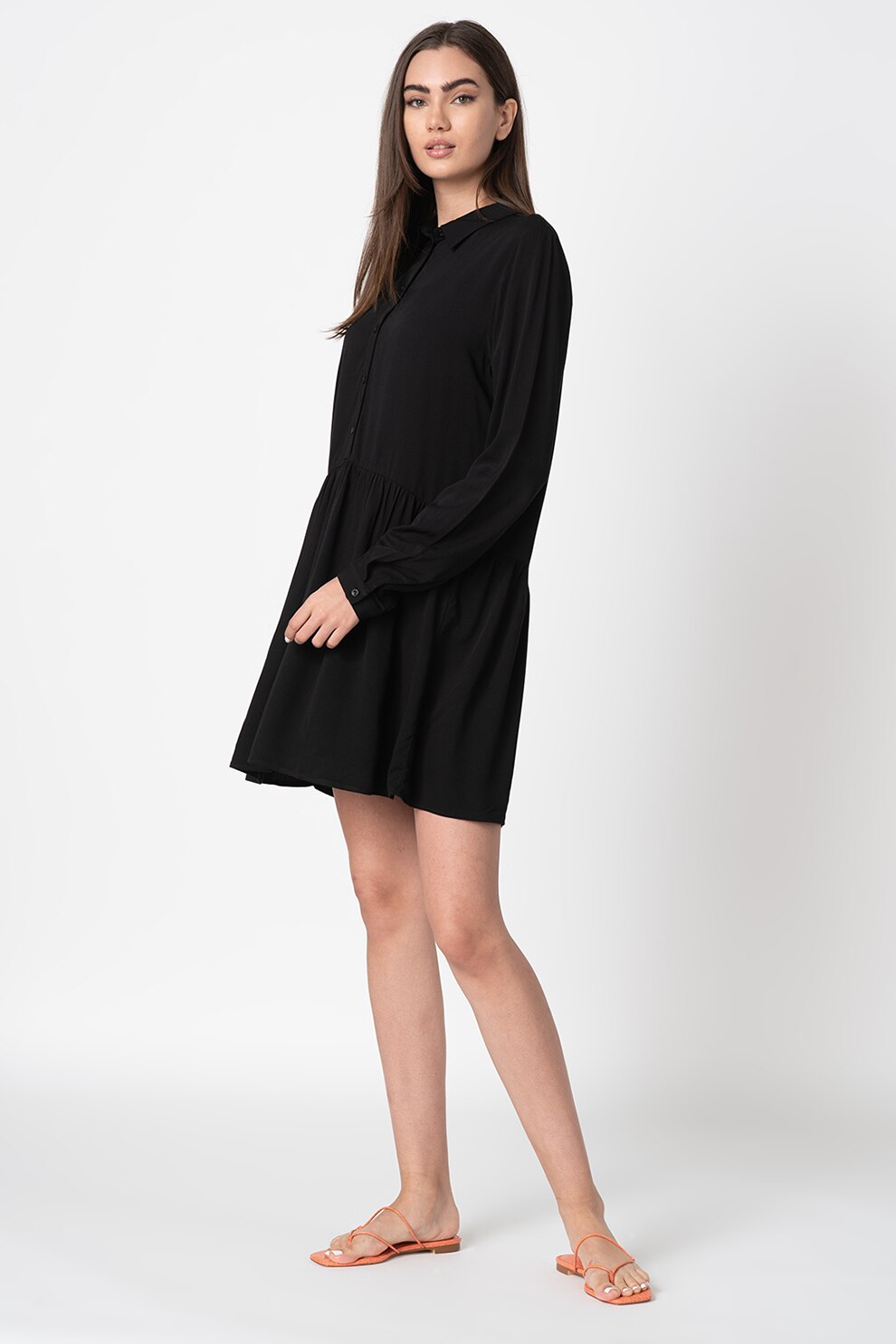 Vila, Rochie tip camasa Dania, Negru, XS