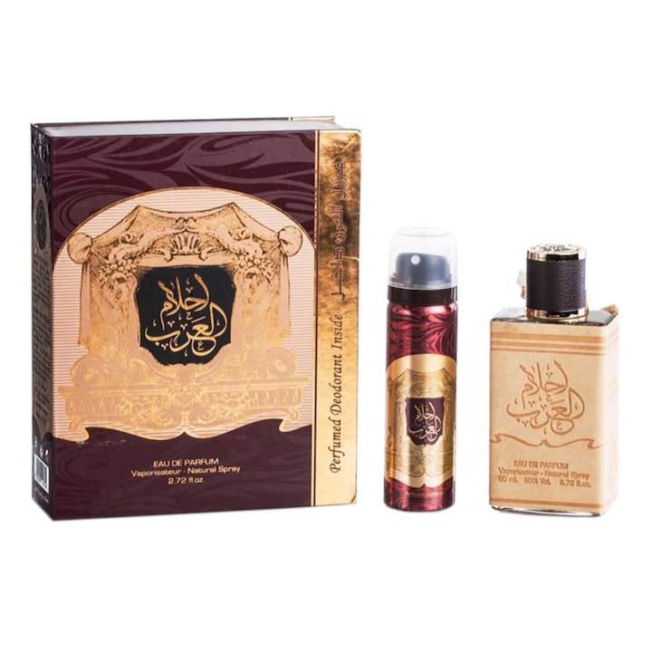 Ard Al Zaafaran készlet, Ahlam Al Arab parfüm víz, férfi, 80 ml, 1 dezodor spray, 50 ml