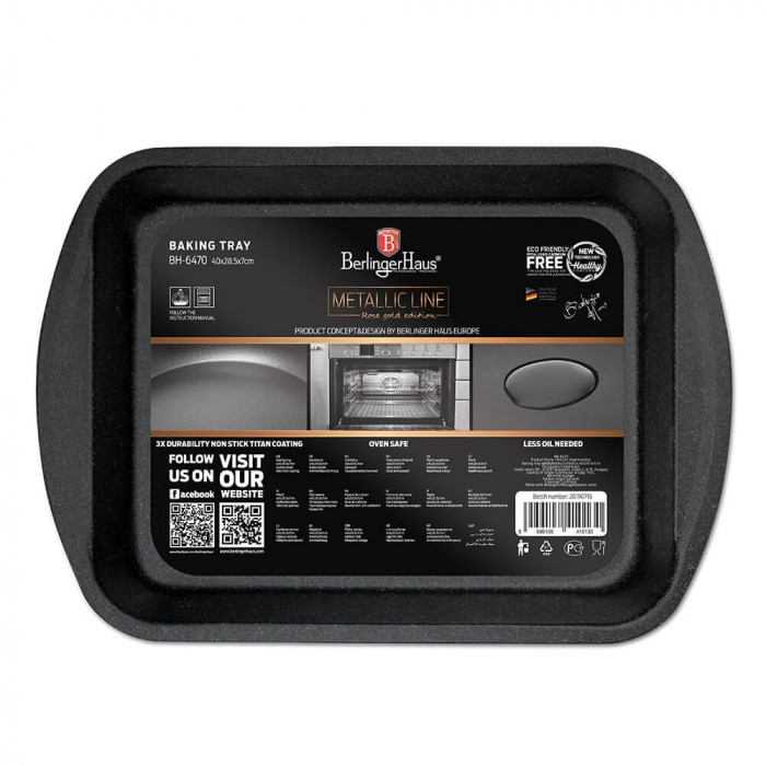 Tava pentru cuptor dreptunghiulara Berlinger House 40X28.5 cm, Moonlight edition, Eco friendly