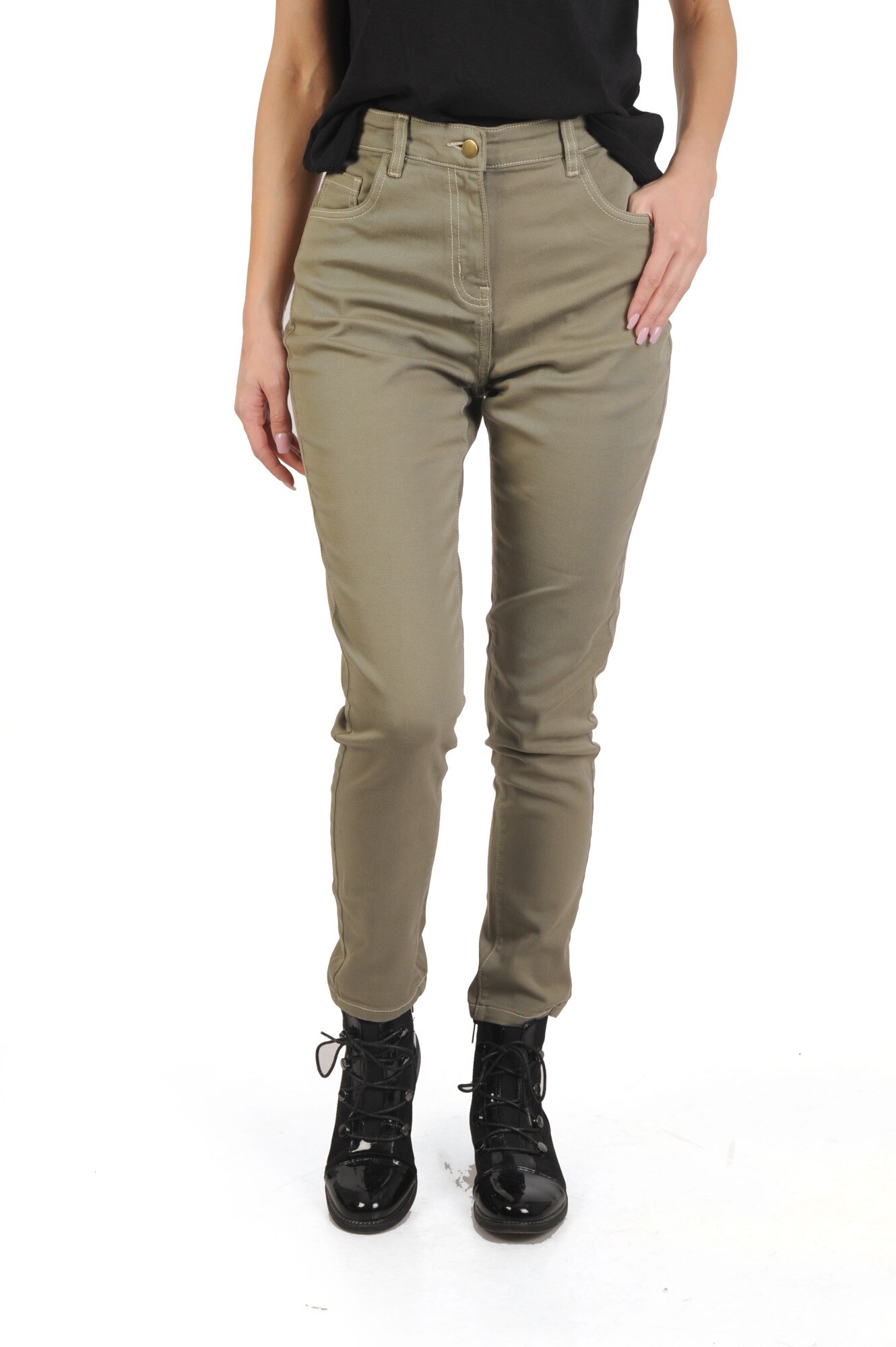 Blugi dama, Denim, Drepti, Bumbac, Khaki