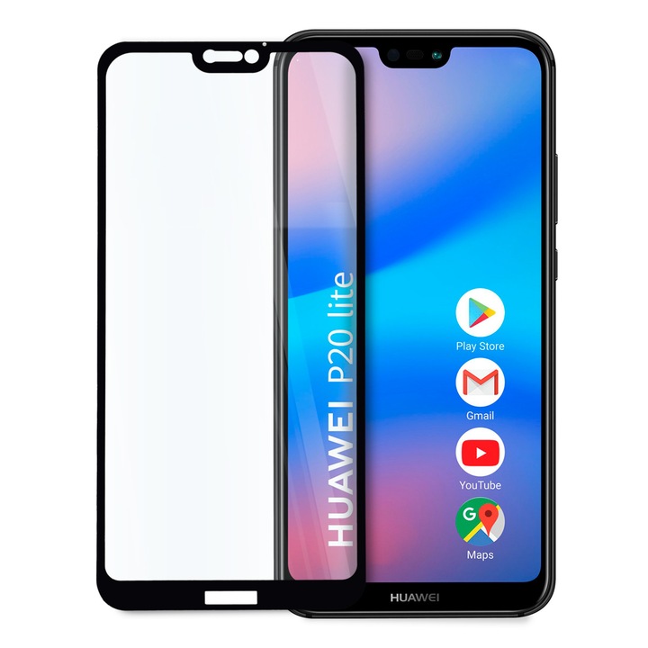 Стъклен Протектор Tech Armor, за Huawei P20 Lite, Full Glue, Full Cover, Черен