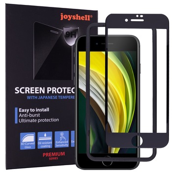 Folie sticla iPhone SE2, anti-praf, Protectie Ecran Full Cover 3D, Full Glue, Joyshell, Negru Folie sticla iPhone SE2, anti-praf, Protectie Ecran Full Cover 3D, Full Glue, Joyshell, Negru