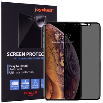 Folie Sticla Privacy compatibil cu iPhone X / Xs / 11 Pro, Protectie Ecran Full Cover 3D, Full Glue, Joyshell©, Negru