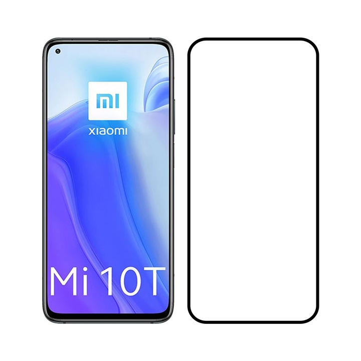 9D üvegvédő Xiaomi Mi 10T, edzett üveg, teljes fedés és ragasztás, fekete