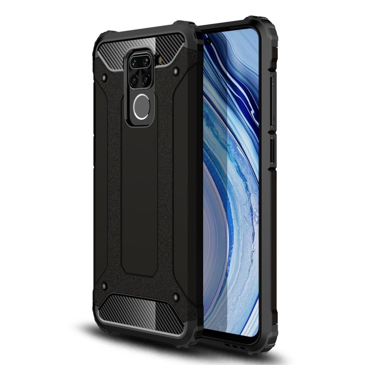 Husa telefon, Pentru Xiaomi Redmi Note 9, Armura, Neagra, Blister Pack