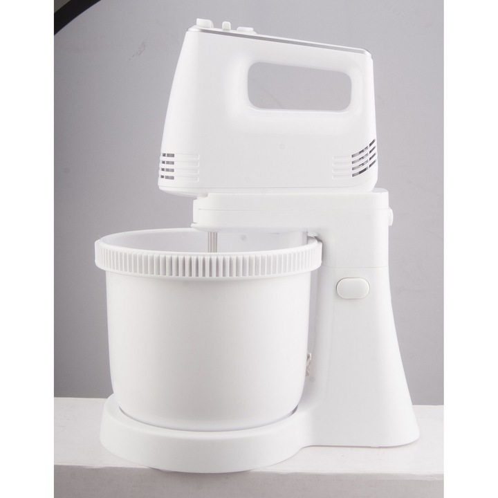 Миксер с въртяща се купа Crown CMHB3077, 200W, 3.4L, 5 скорости + турбо, бял