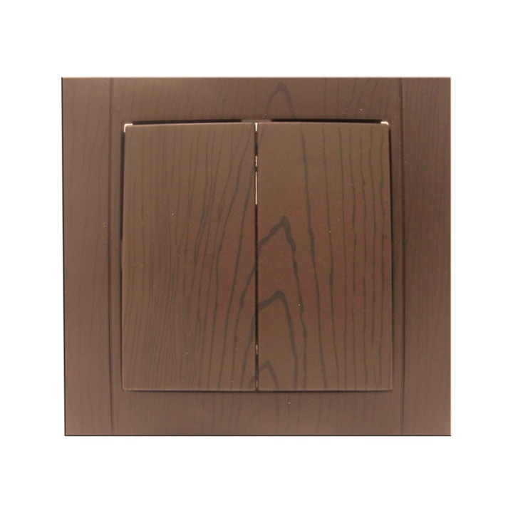 Comtec Anemon dupla kapcsoló, süllyesztett, kerettel, tölgy színben