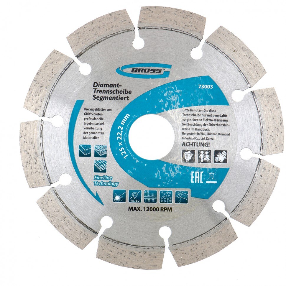 Disc diamantat , segmentat cu laser, taiere uscata, 180x22,2 mm , Gross