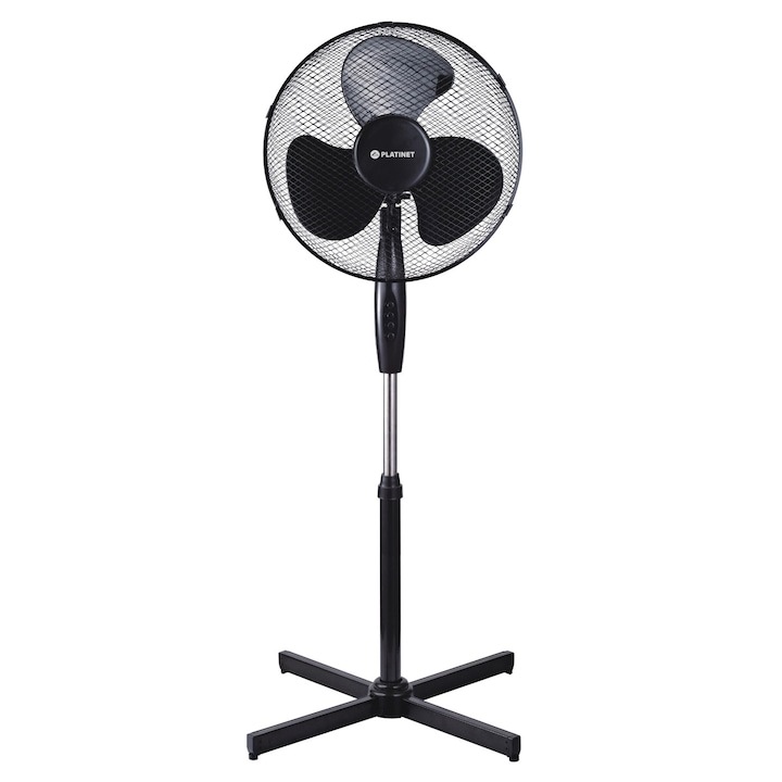 Вентилатор за крака, 40 см, Platinet 44733, 3 скорости, 40W, автоматична осцилация, височина 120 см, черен