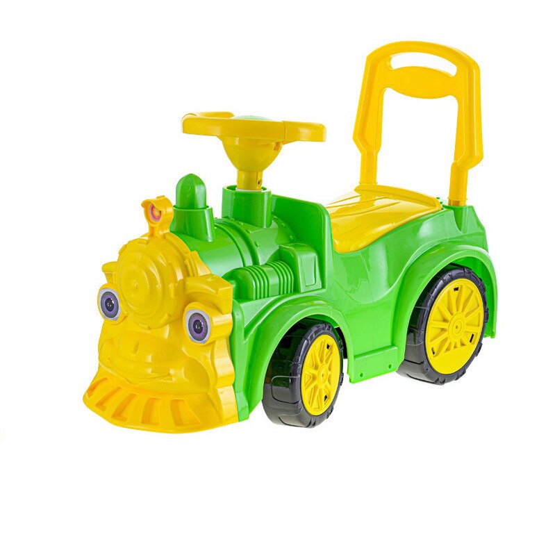 Trenulet premergator RideOn Malipen cu claxon, verde cu galben