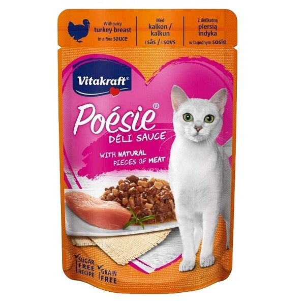 Hrana Umeda pentru Pisici, Vitakraft Poesie Plic cu Inima de Curcan, 85 g