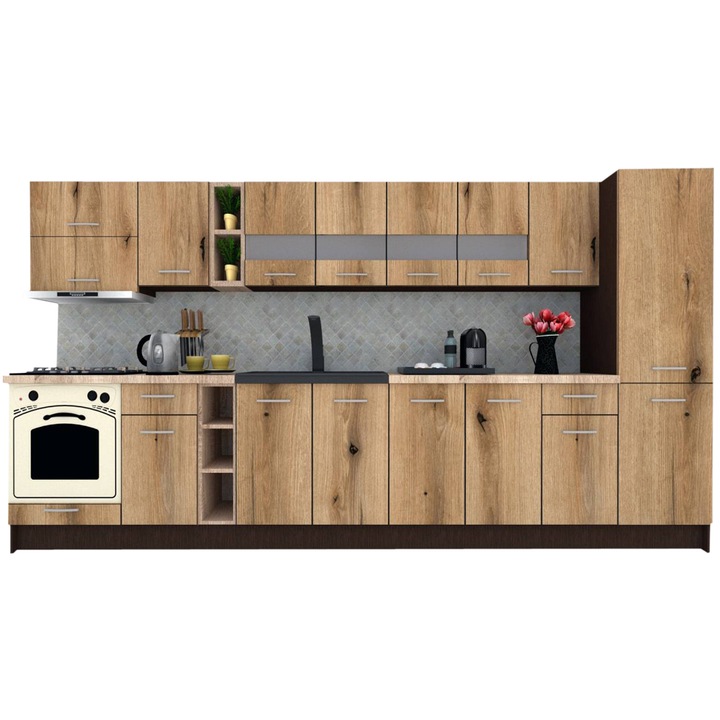 Set Bucatarie Marina New 370 A, Wenge / Decor K365, 370 x 195,5 x 60 cm