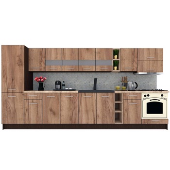 Set Bucatarie Marina New 370 B, Wenge / Decor K004, 370 x 195,5 x 60 cm Set Bucatarie Marina New 370 B, Wenge / Decor K004, 370 x 195,5 x 60 cm