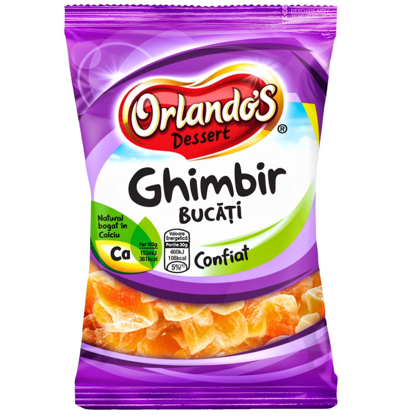 Ghimbir bucati confiat Orlandos, 100g