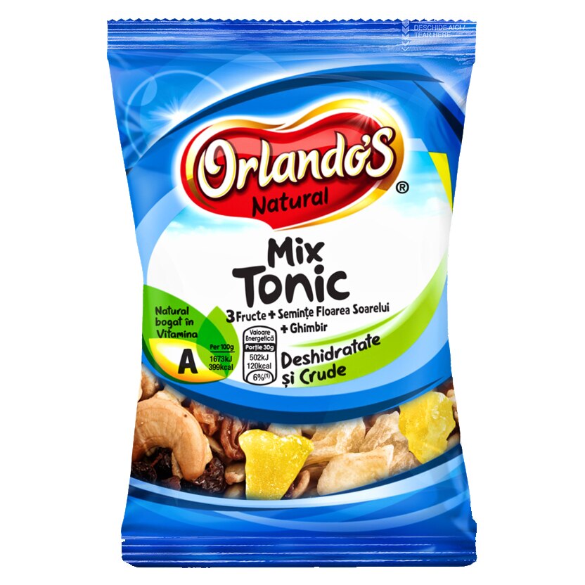 Mix tonic 3 fructe, ghimbir si seminte deshidratate si crude Orlandos, 100gr