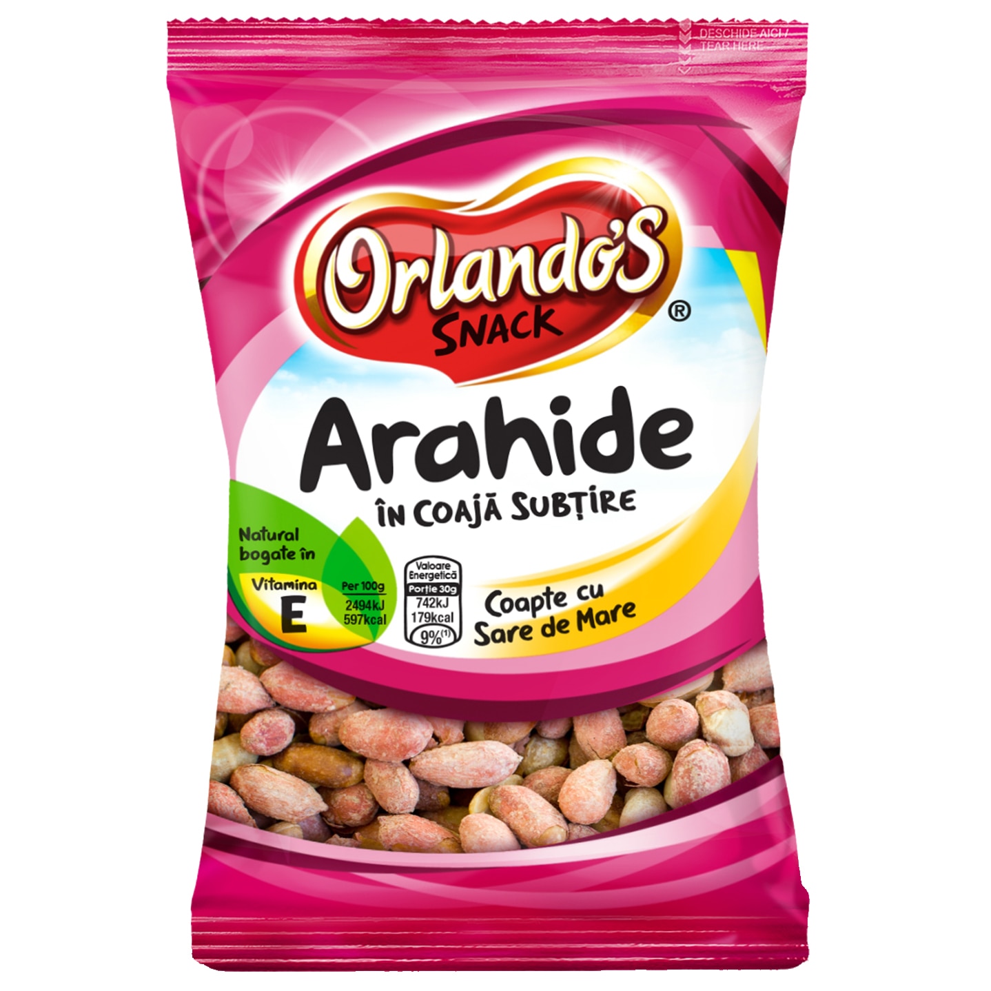 Arahide in coaja subtire coapte cu sare Orlandos, 150g