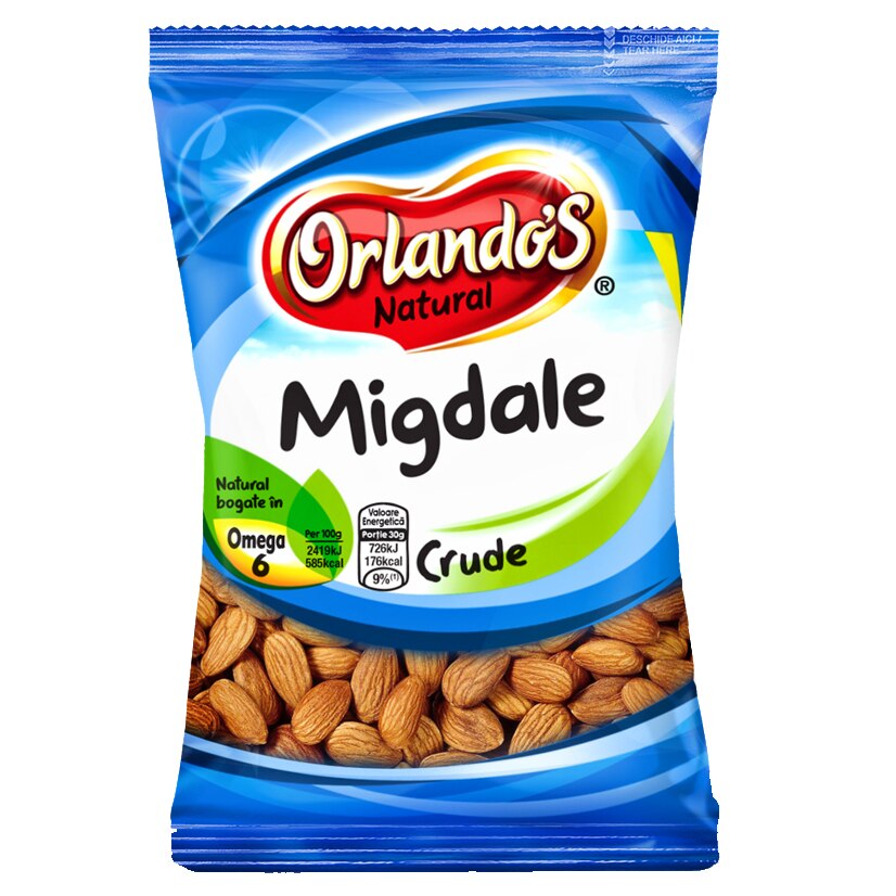 Migdale in coaja subtire crude Orlandos, 100g