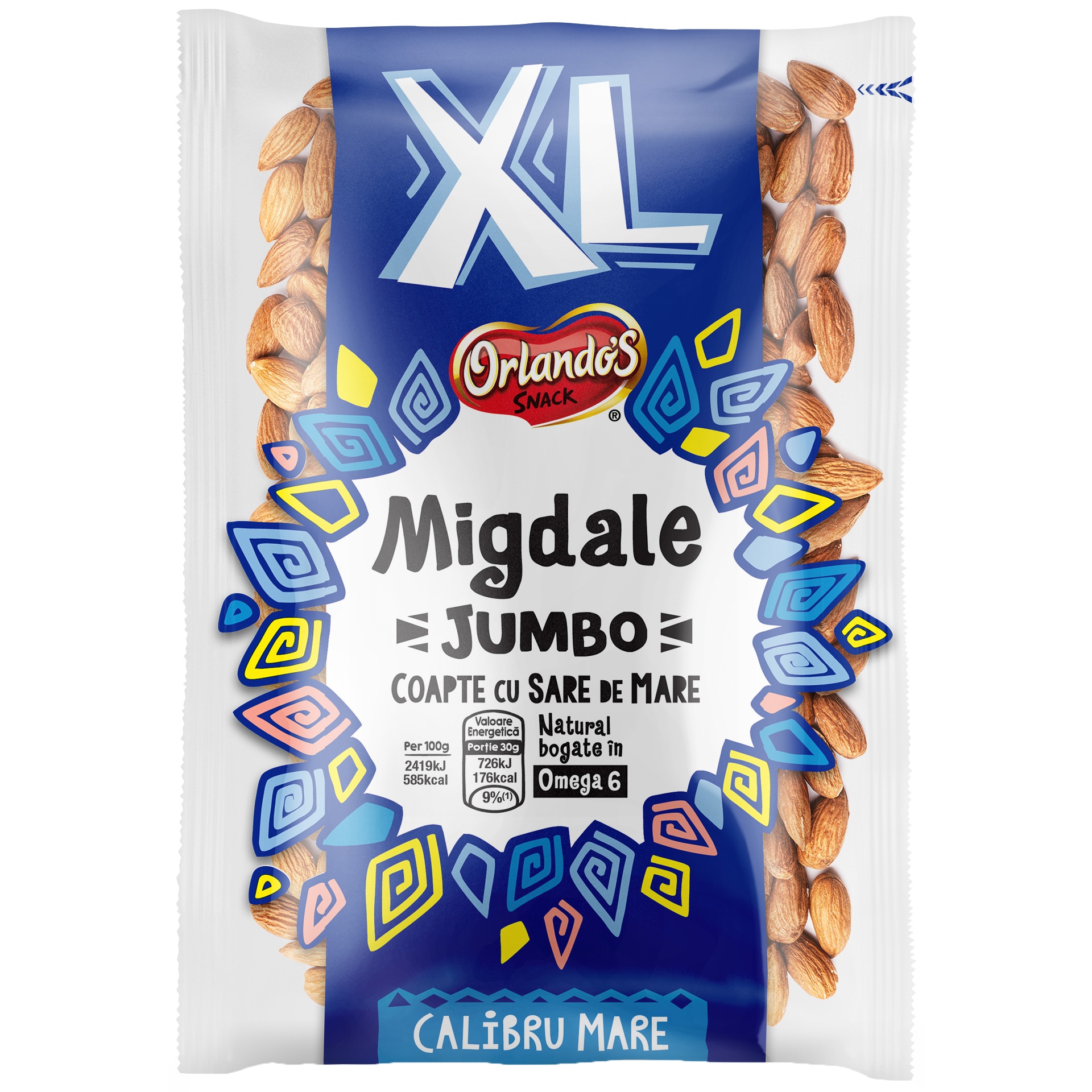 Migdale jumbo coapte cu sare Orlandos, 100g