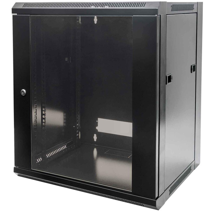 Сървърен шкаф 19" INTELLINET 9U, Монтаж на стена, Flatpack (разглобен), Black