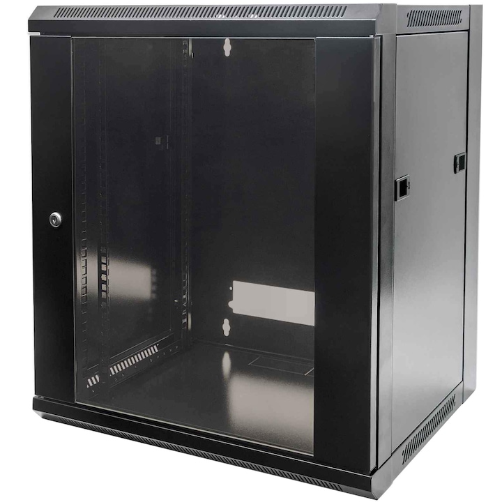 Сървърен шкаф 19" INTELLINET 9U, Монтаж на стена, Flatpack (разглобен), Black