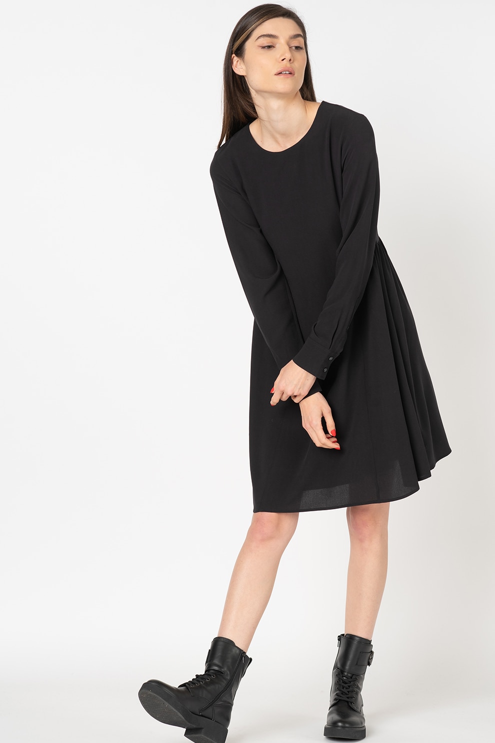 Marc O'Polo, Rochie mini cu fronseuri, Negru, 2XS