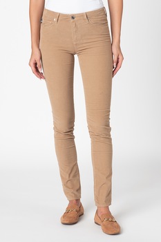 Love Moschino, Pantaloni slim fit de reiat, Maro camel, 26 Love Moschino, Pantaloni slim fit de reiat, Maro camel, 26