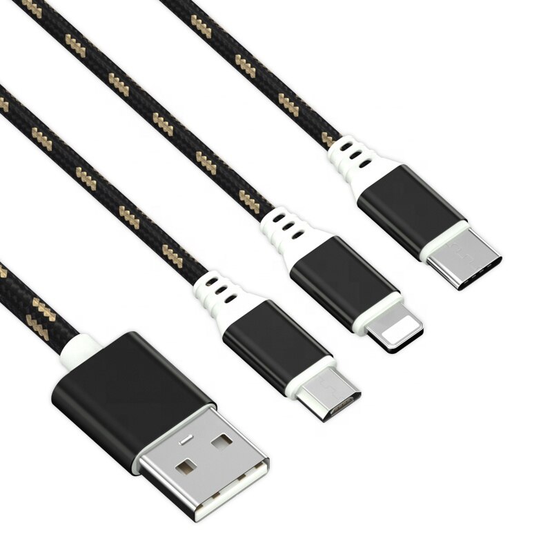 Cablu de Date / Incarcare 3 in 1, Fast Charging, MicroUSB, Type-C, Lighting