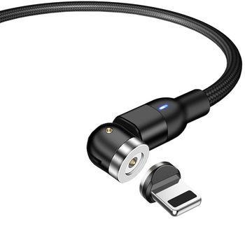 Cablu de incarcare si transfer date Lightning iPhone/iPad, 3A fast charge, magnetic, rotativ 540 grade, 2m, negru Cablu de incarcare si transfer date Lightning iPhone/iPad, 3A fast charge, magnetic, rotativ 540 grade, 2m, negru