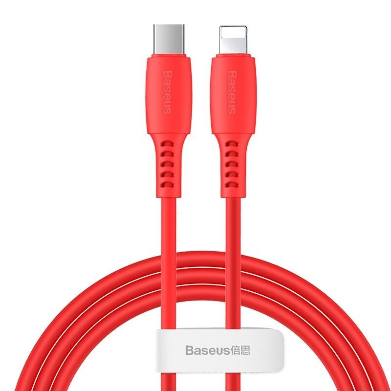 Cablu De Date Baseus Colourful USB-C To iPhone iP, 18W, 1.2 m, Rosu