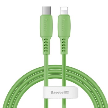 Cablu De Date Baseus Colourful USB-C To iPhone iP, 18W, 1.2 m, Verde Cablu De Date Baseus Colourful USB-C To iPhone iP, 18W, 1.2 m, Verde