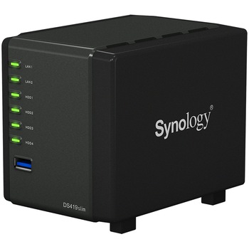 Network Attached Storage Synology DS419slim, 4-Bay, Procesor Marvell Armada 385 1.33GHz, 512 MB DDR3L Network Attached Storage Synology DS419slim, 4-Bay, Procesor Marvell Armada 385 1.33GHz, 512 MB DDR3L