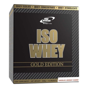 Supliment proteic, Iso Whey Gold Edition, ciocolata cocos, 15 plicuri x 30g Supliment proteic, Iso Whey Gold Edition, ciocolata cocos, 15 plicuri x 30g
