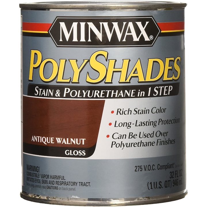 Лак за дърво Minwax PolyShades 275 VOC, Античен орех, гланц, 0.236 l
