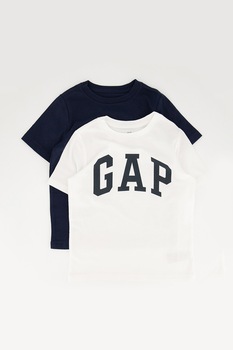 GAP, Set de tricouri cu imprimeu logo - 2 piese, Alb/Bleumarin GAP, Set de tricouri cu imprimeu logo - 2 piese, Alb/Bleumarin
