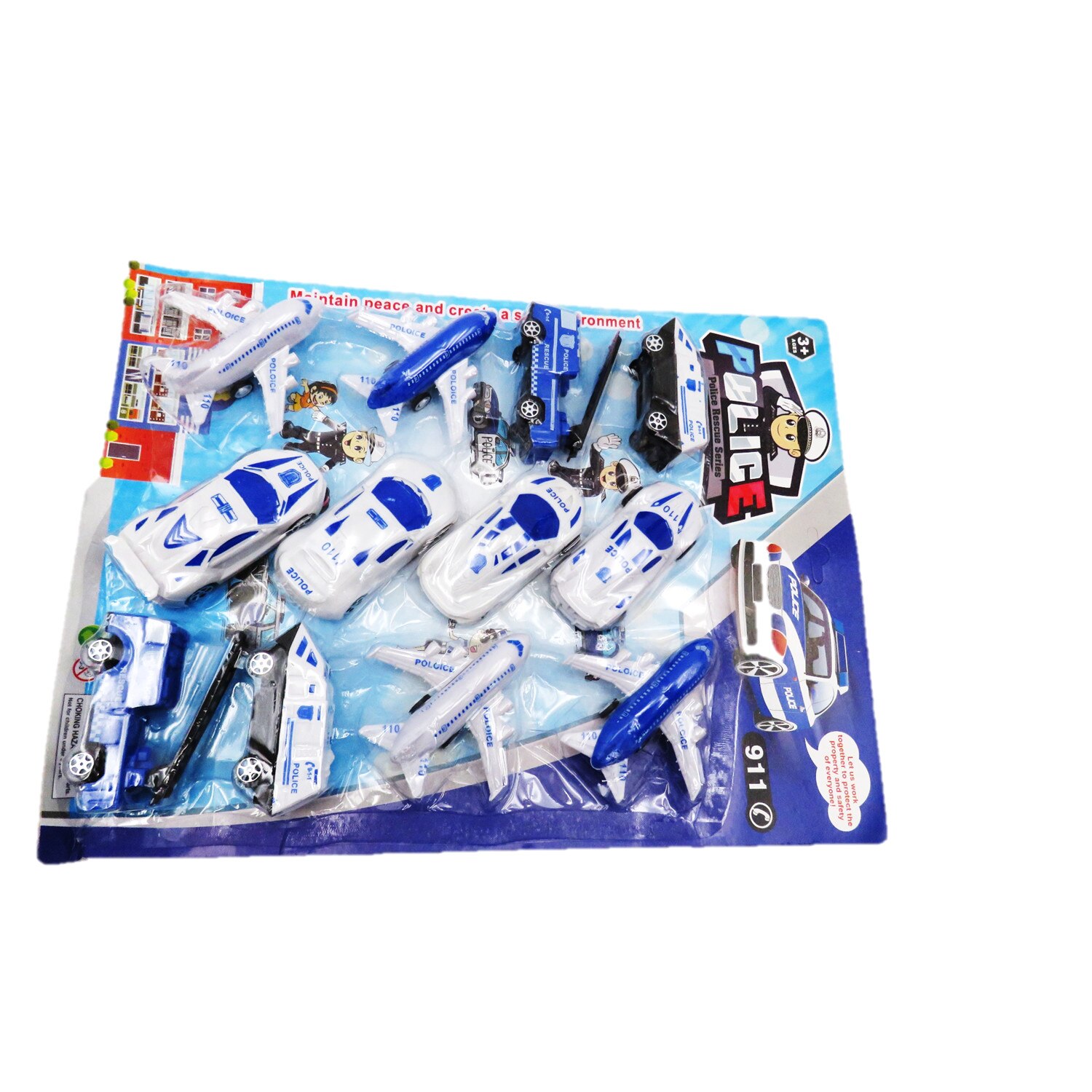 Set 12 masini albastre de politie ,40 cm