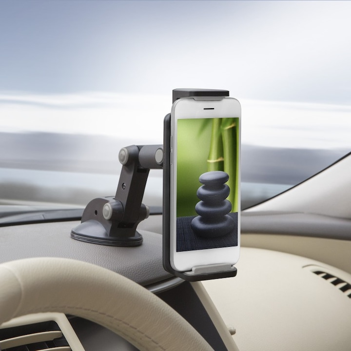 Suport auto pentru telefon, MNC, Universal, Utilizat si pentru GPS sau tableta, Negru