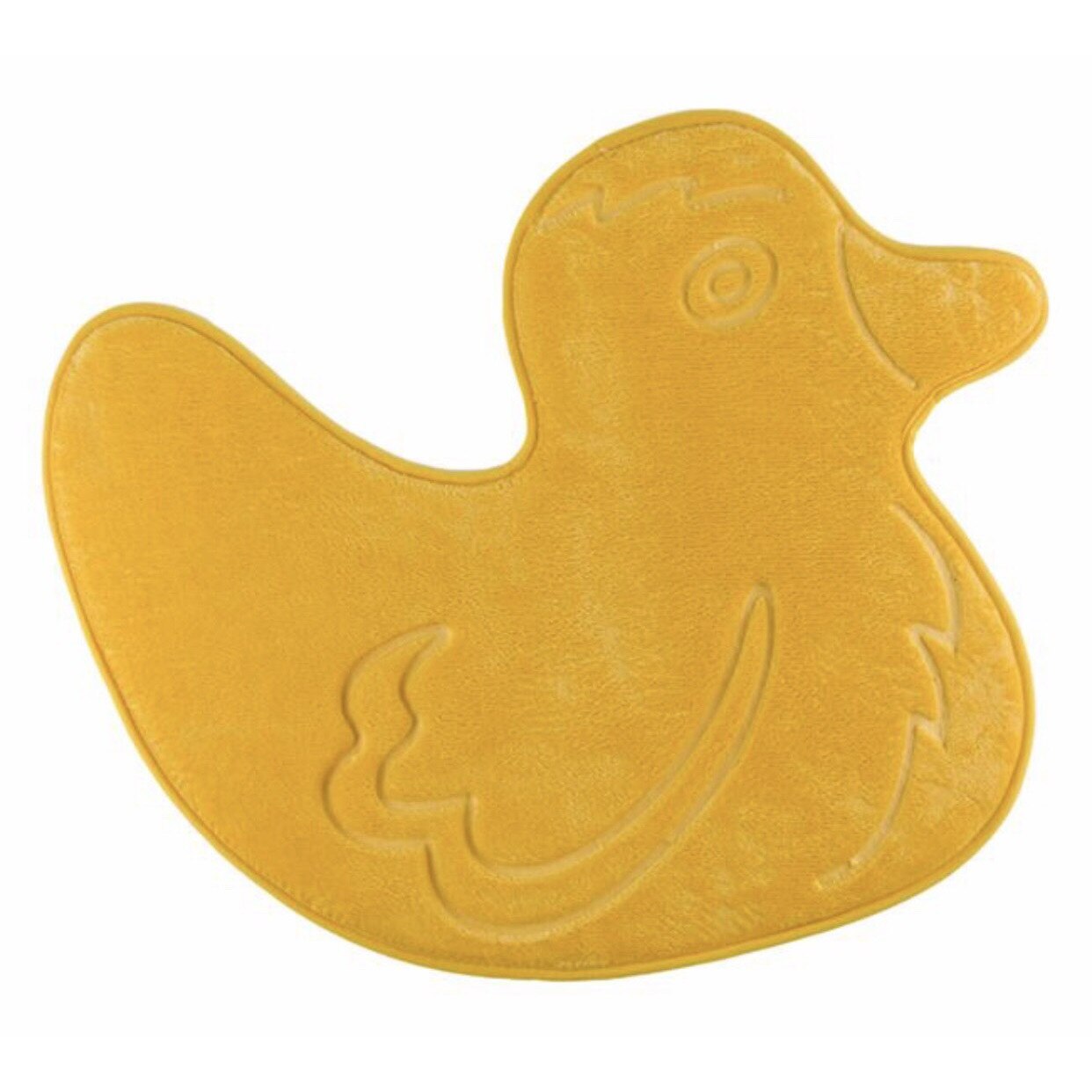 Covoras baie pufos galben in forma de rata, ATS, dimensiune 60x50 cm , din poliestren si Pvc