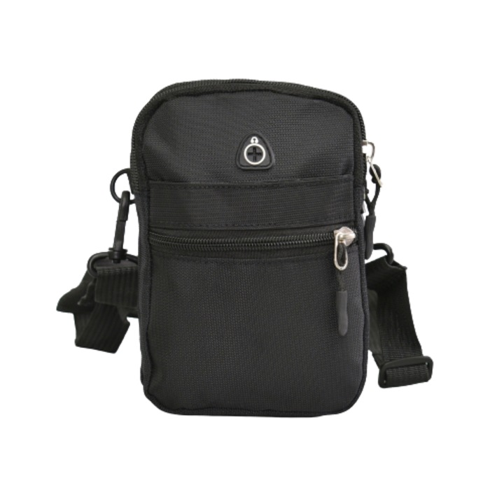 Férfi táska 9478, 12/18/5 cm, Textil, Fekete