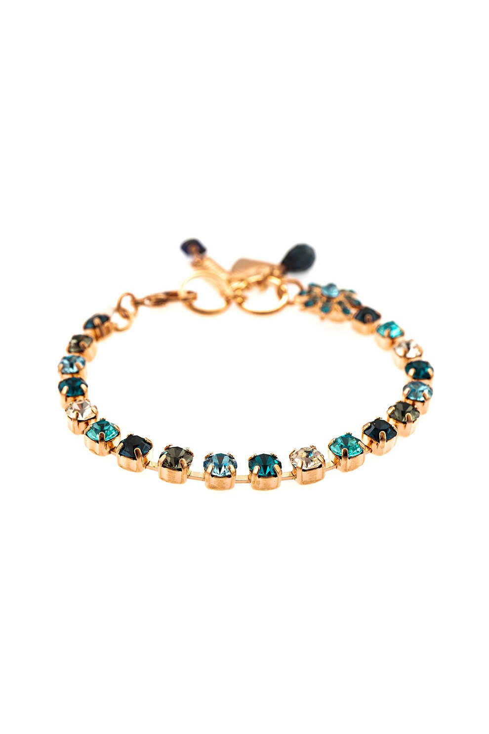 Roxannes - Mariana Jewellery, Bratara placata cu aur rose de 24K si decorata cu cristale , Albastru/Verde/Auriu