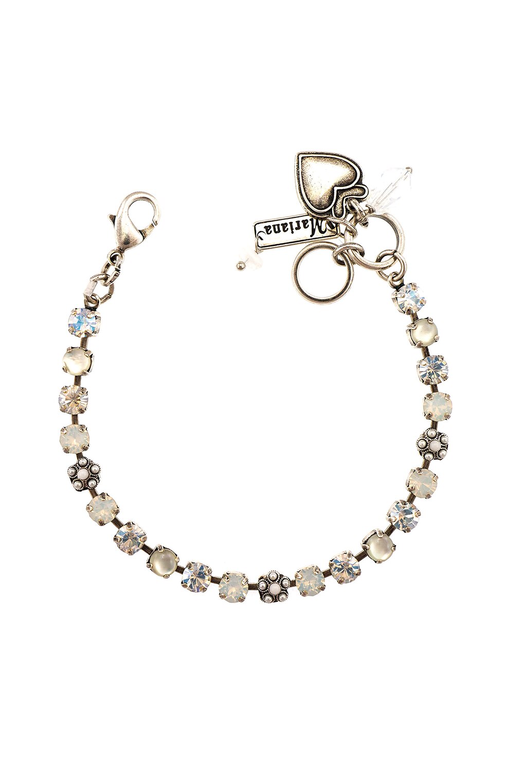 Roxannes - Mariana Jewellery, Bratara placata cu argint 925 si decorata cu cristale si pietre semipretioase, Alb/Argintiu
