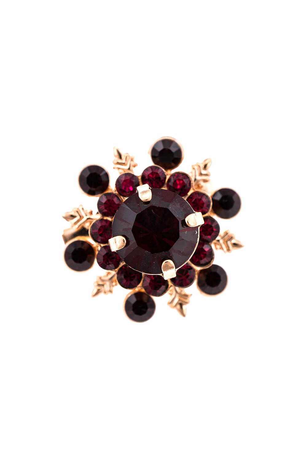 Roxannes - Mariana Jewellery, Brosa placata cu argint si decorata cu cristale , Rosu/Auriu/Negru