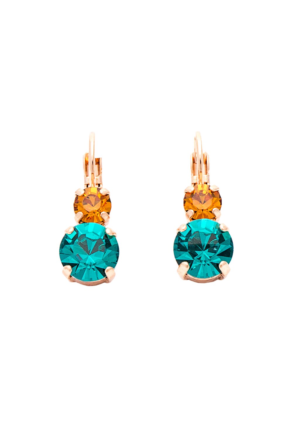 Roxannes - Mariana Jewellery, Cercei drop decorati cu cristale, Auriu/Oranj/Turcoaz