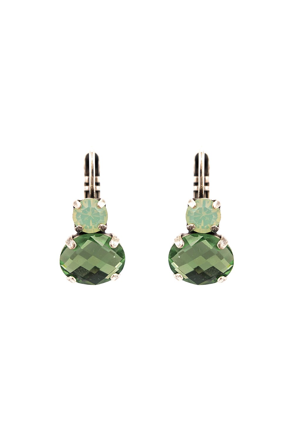 Roxannes - Mariana Jewellery, Cercei placati cu argint, cu cristale, Argintiu/Verde