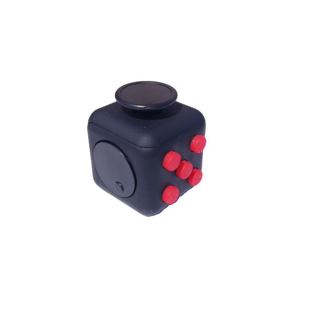 Cub antistres, Fidget Cube, Plastic, Negru/Rosu