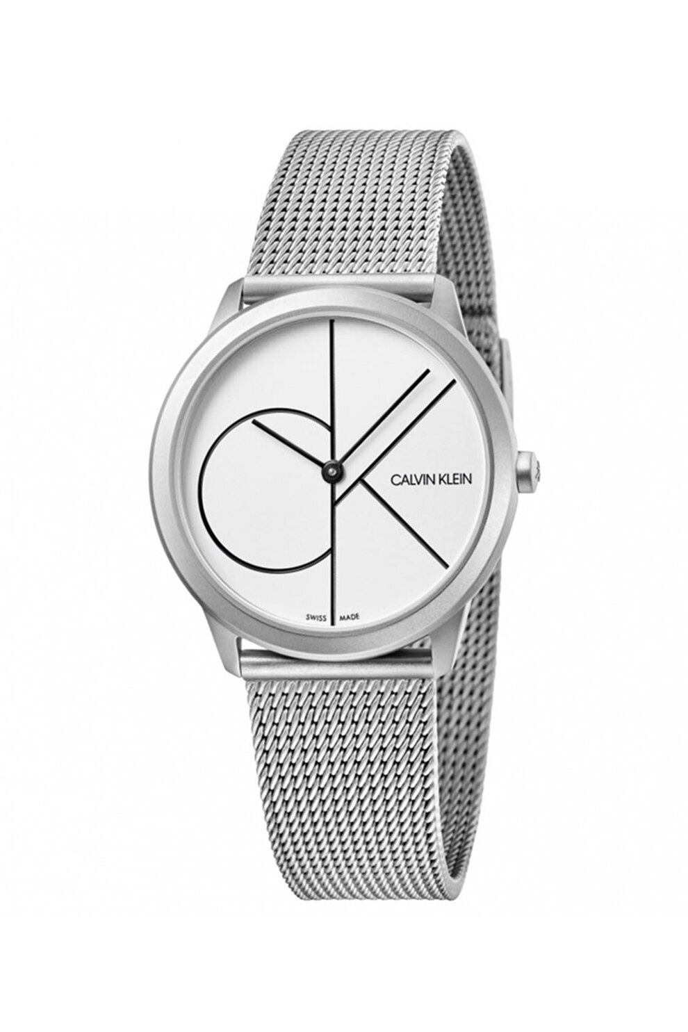 CALVIN KLEIN, Ceas de otel inoxidabil cu bratara cu model plasa, Argintiu