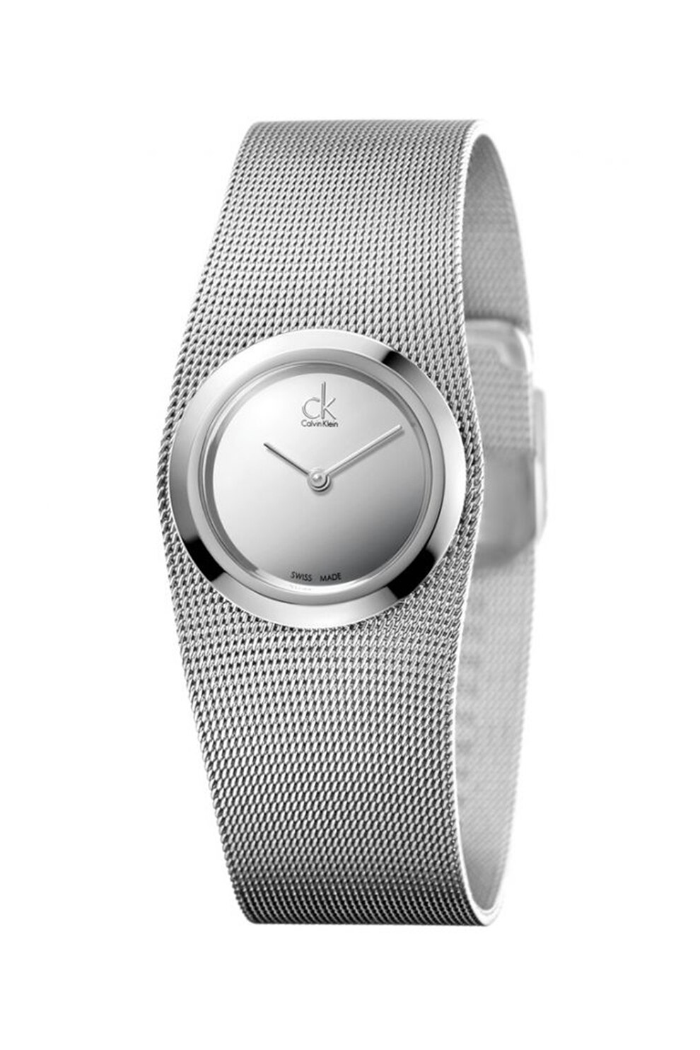 CALVIN KLEIN, Ceas analog cu bratara cu model plasa de otel inoxidabil, Argintiu
