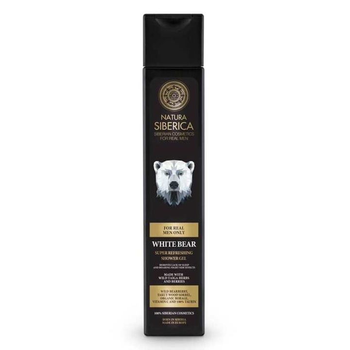 Gel de dus revigorant pentru barbati cu plante siberiene White Bear, 250 ml - Natura Siberica